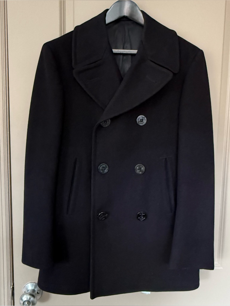 Vintage 1969 Us Navy Peacoat Wool Kersey Jacket Vietnam Era Size 36r